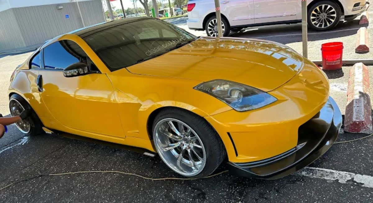 Yellow Nissan 350Z with a fresh shine